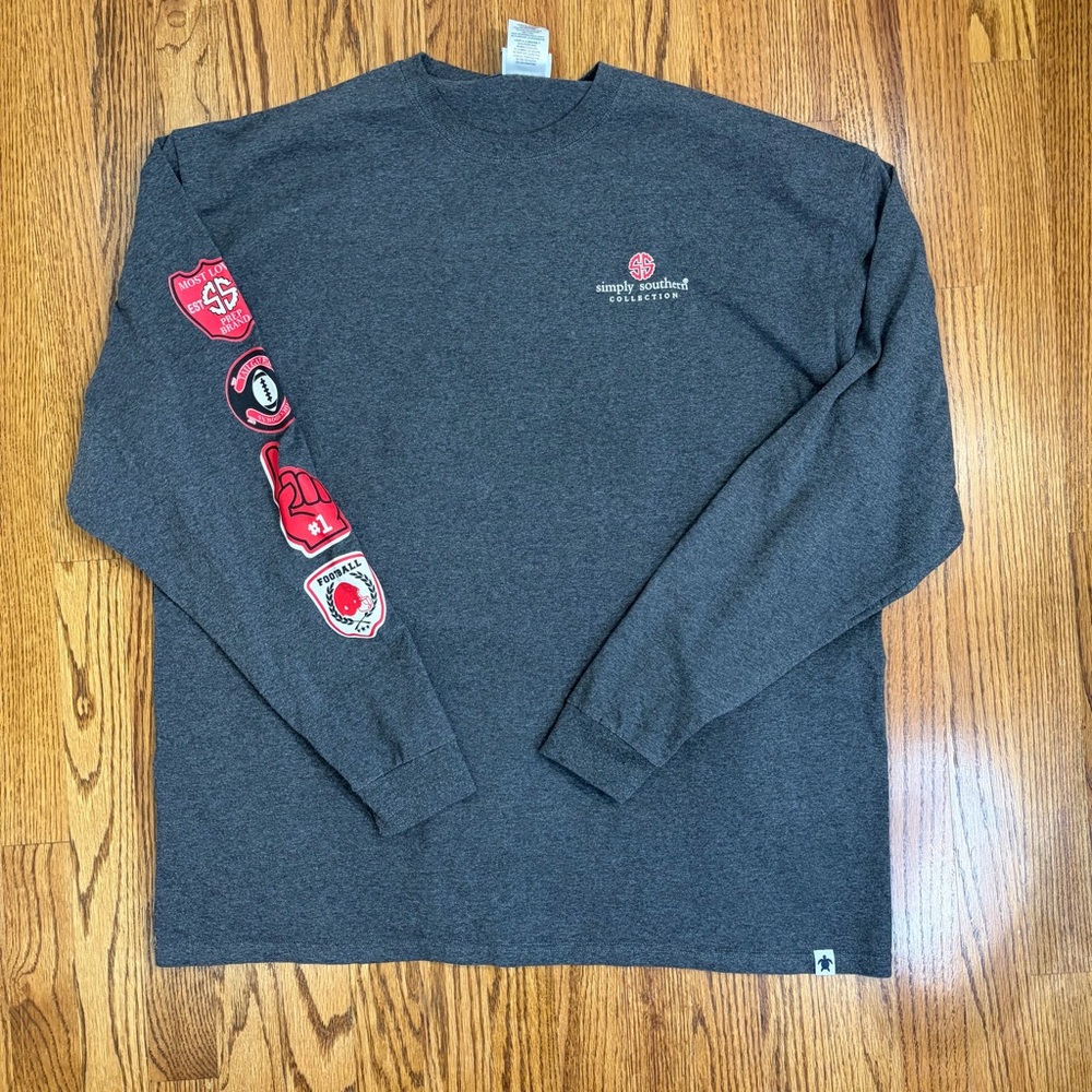 Simply Southern Tailgates & Touchdowns "Go Team" Heather Grey Long Sleeve Tee - Picture 6 of 14